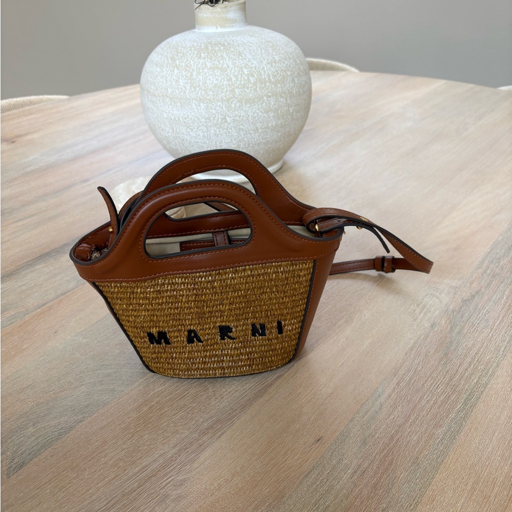 Brown and Tan Mini Woven Bag